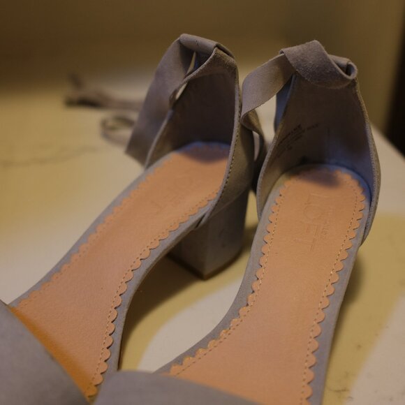 LOFT - Baby Blue Suede Lace-Up Block Heels (Size: 7) - Picture 3 of 3